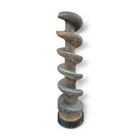 Old industrial wooden screw pump / height 80 cm