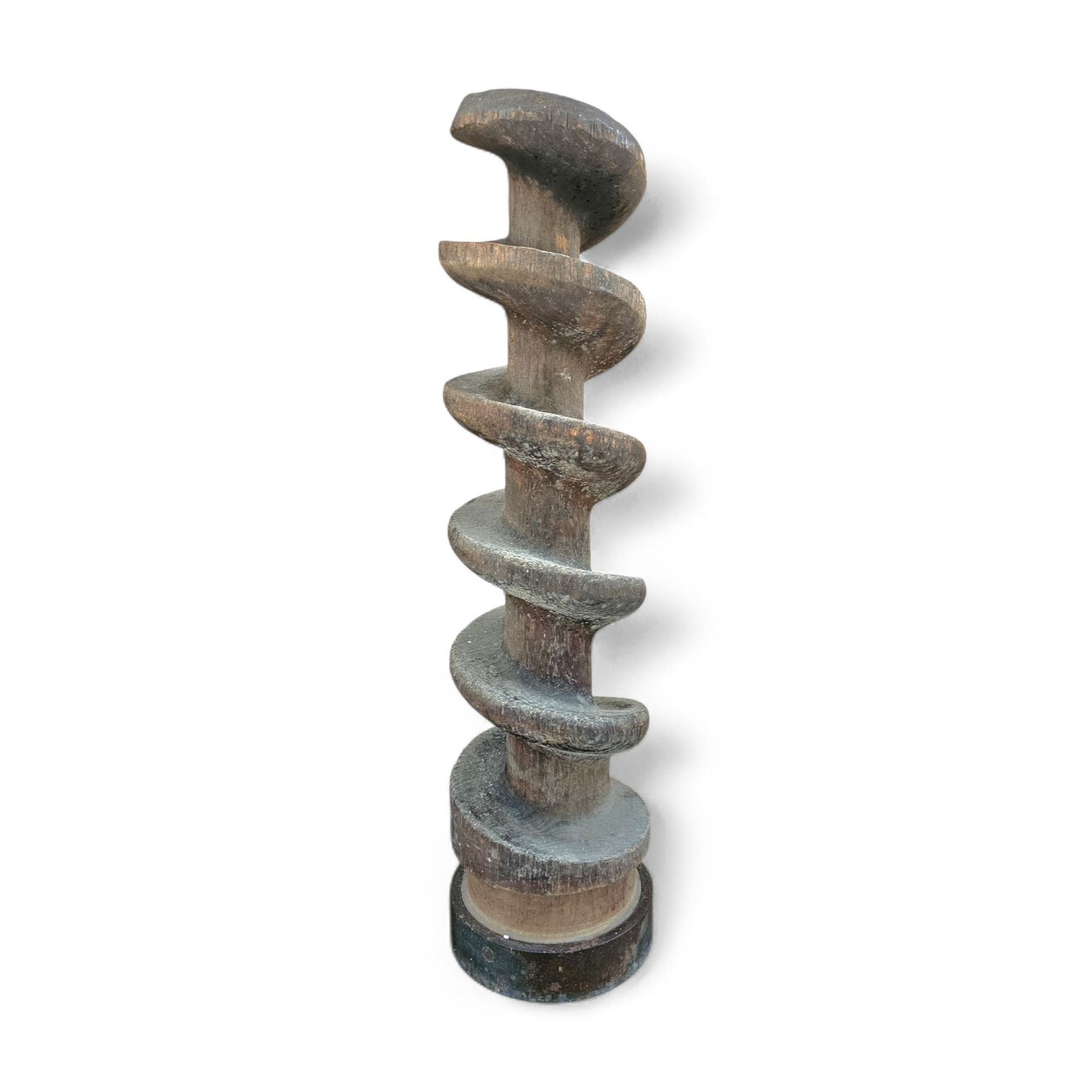 Old industrial wooden screw pump / height 80 cm