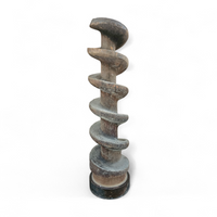 Old industrial wooden screw pump / height 80 cm