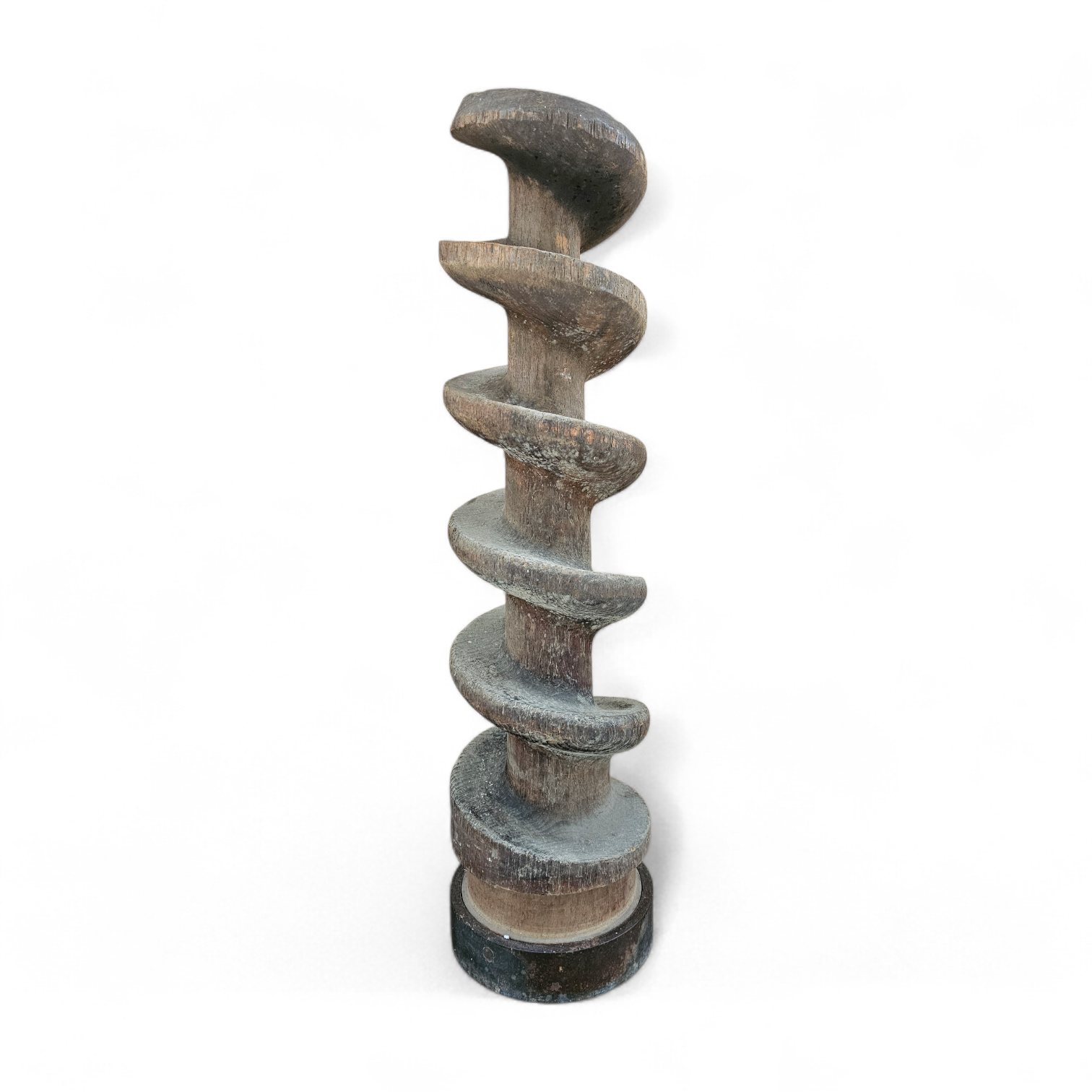 Old industrial wooden screw pump / height 80 cm