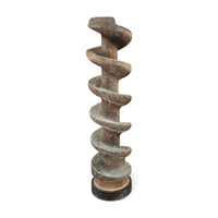 Old industrial wooden screw pump / height 80 cm