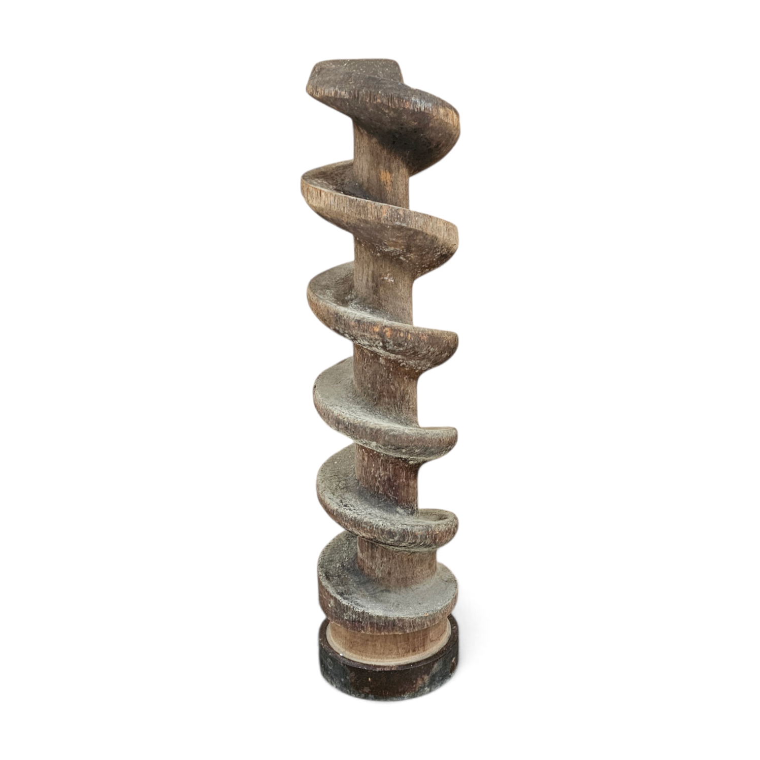 Old industrial wooden screw pump / height 80 cm