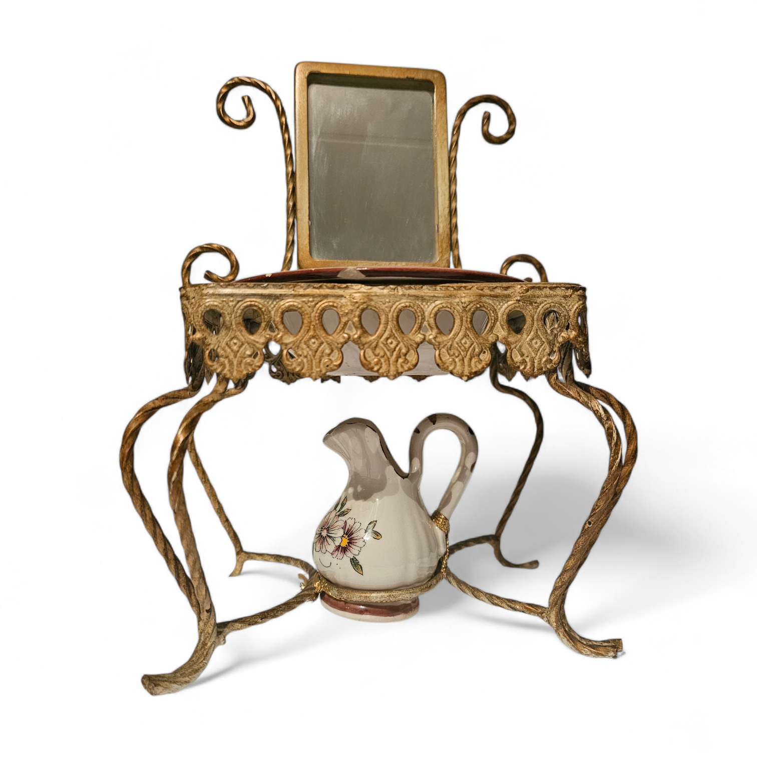 Antique dolls house / dressing / mirror table /
Porcelain jug / plate ( 13 cm ) /
With signs of use