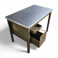 Industrial brown desk 1960s / linoleum inlay / model 7231 / Gispen / 1950s