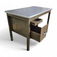 Industrial brown desk 1960s / linoleum inlay / model 7231 / Gispen / 1950s