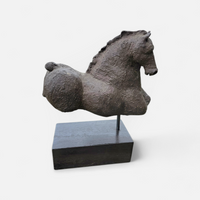 Ceramic sculpture / Horse torso on a wooden pedestal /