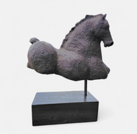Ceramic sculpture / Horse torso on a wooden pedestal /