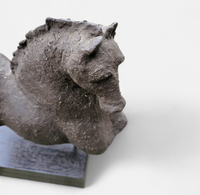 Ceramic sculpture / Horse torso on a wooden pedestal /