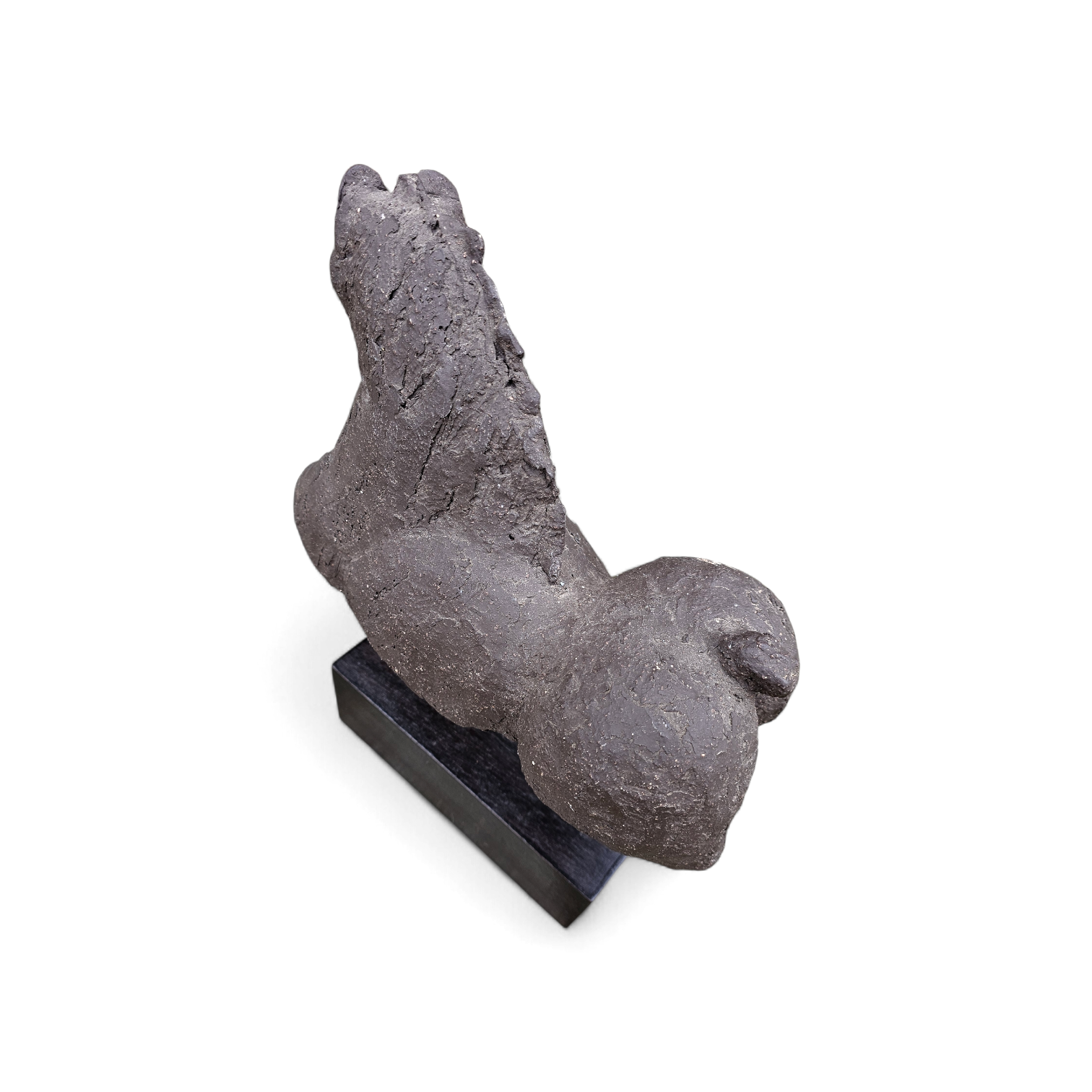 Ceramic sculpture / Horse torso on a wooden pedestal /
