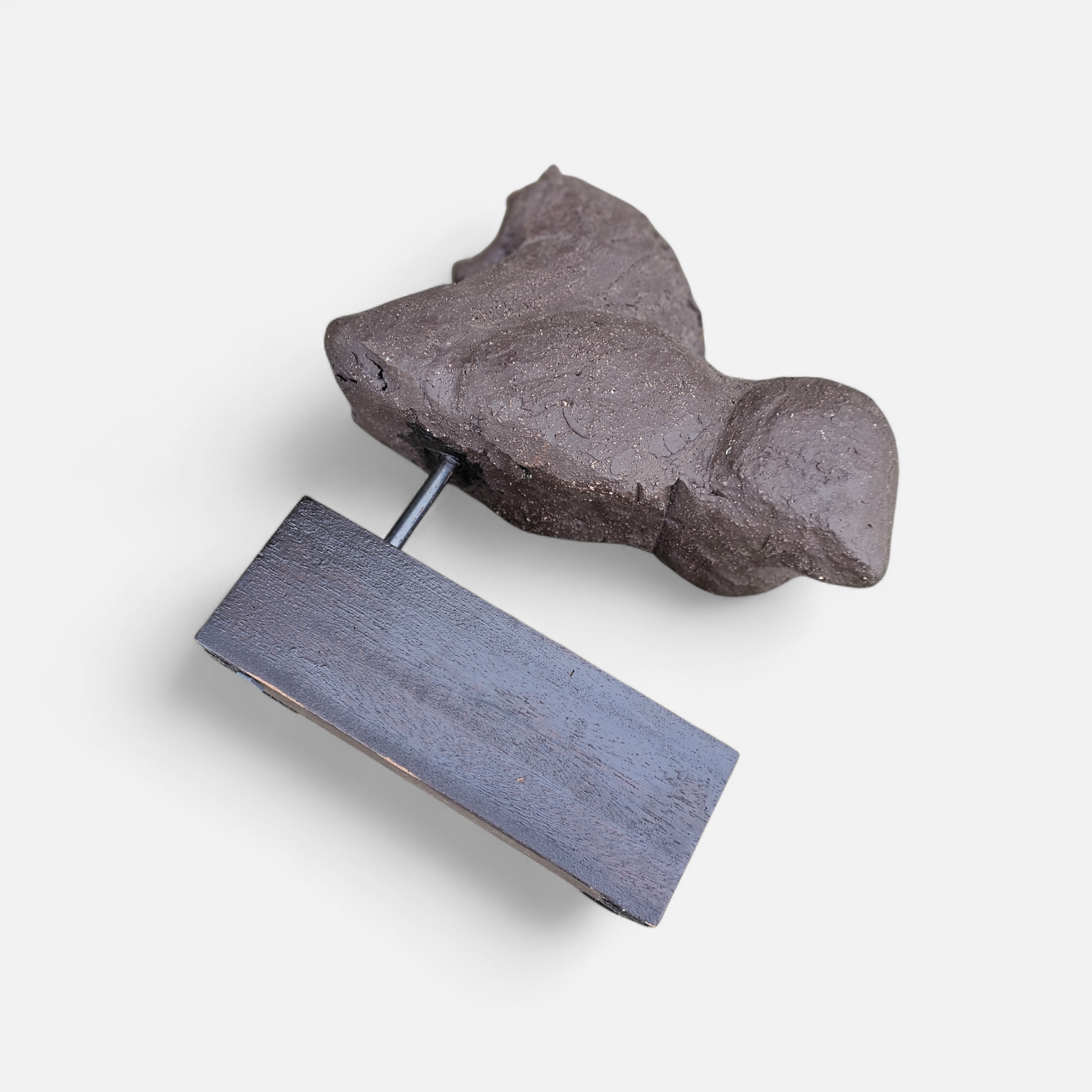 Ceramic sculpture / Horse torso on a wooden pedestal /