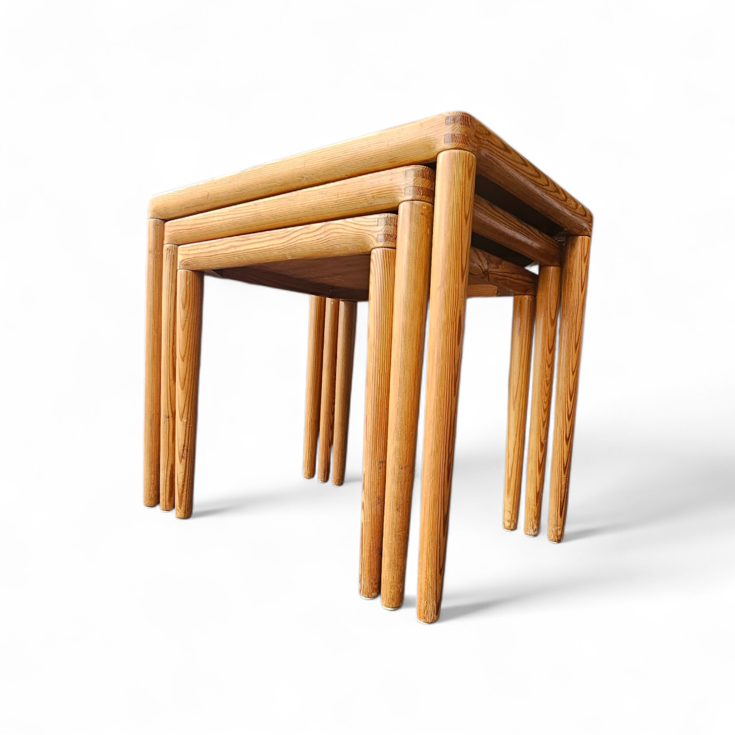 Set of 3 solid oak tables / Nesting Tables / Henry Walter Klein for Bramin / 1970