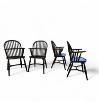 4 x Classic Georgian Bow and Stick Back Windsor Chair / Crinoline stretcher chairs