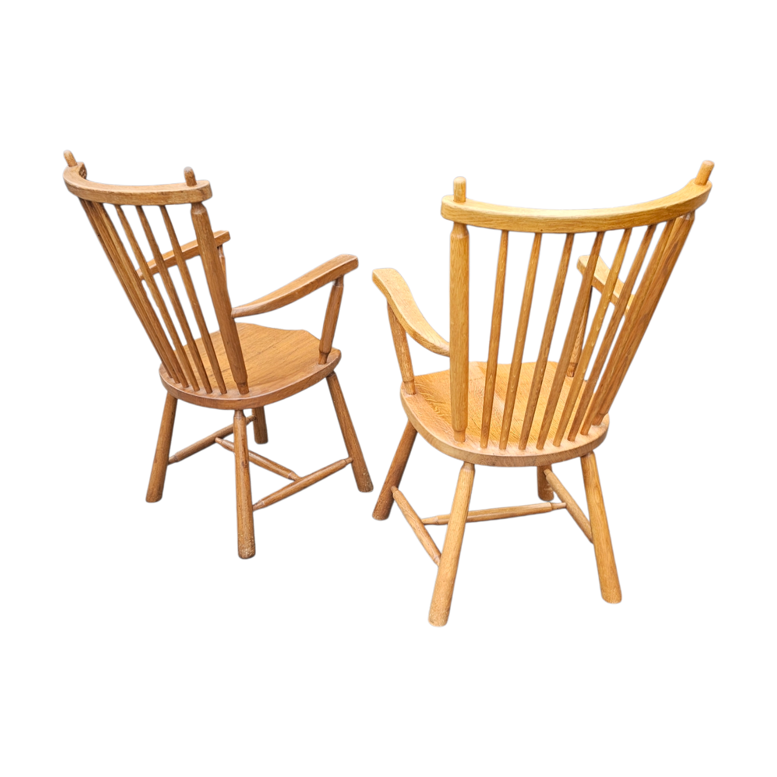 2 × Dutch Design Oak Arm Dining Chairs by De Ster Geldermalsen / Netherlands 1960s