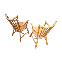 2 × Dutch Design Oak Arm Dining Chairs by De Ster Geldermalsen / Netherlands 1960s