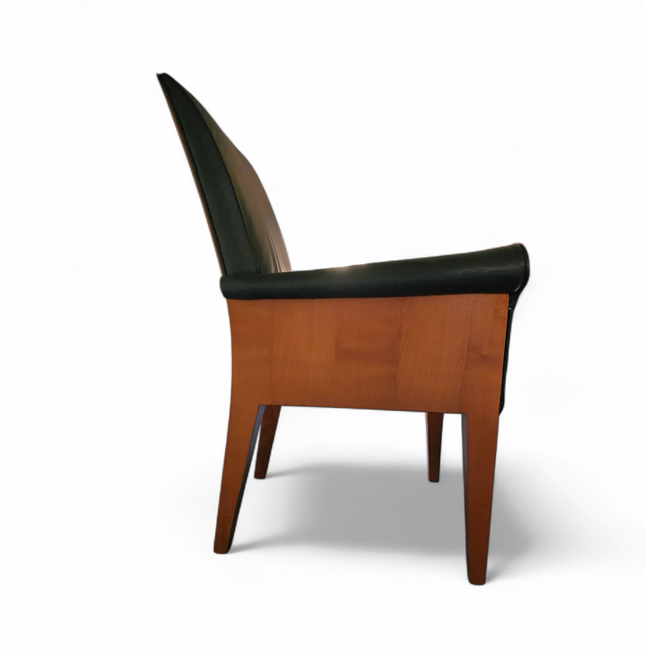 PARAMOUNT CHAIR BY PHILIPPE STARCK / black leather for Driade / 1989