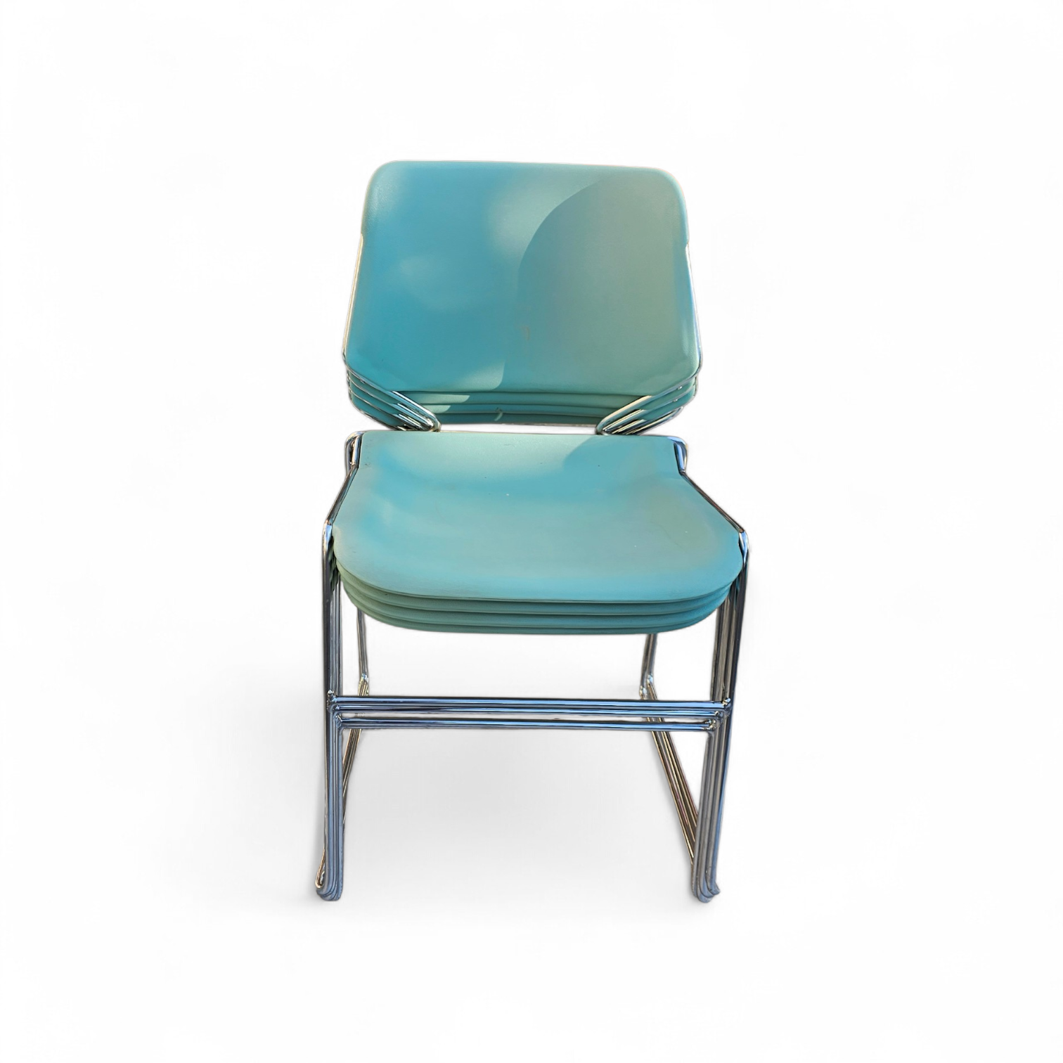 10 x Mid Century design Stackable Matrix Krueger Chairs by Thomas Tolleson / mint green / USA 1970s