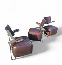 3 x Oscar armchair by Harri Korhonen for Inno Interior Oy / brown leather / 1980s