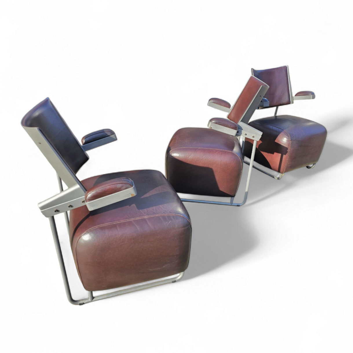 3 x Oscar armchair by Harri Korhonen for Inno Interior Oy / brown leather / 1980s