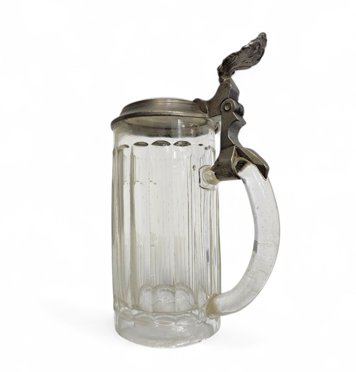 Porcelain glass pewter German lidded beer stein mug