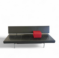 Martin Visser BR 02.7 / Sofa bed / ‘t Spectrum / 1980s / Black leather / red cushion