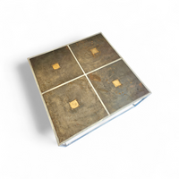 One of a kind brutalist coffee table 1980s with weighty metal / copper / steel tops /