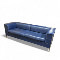 Poltrona Frau set / dark blue leather / Talus / sofa - chairs - / 3 seater / 2 x lounge chair