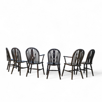 A bit wearthered windsor wheelback dining set (7) by the Oirschotse meubelindustrie 1950s