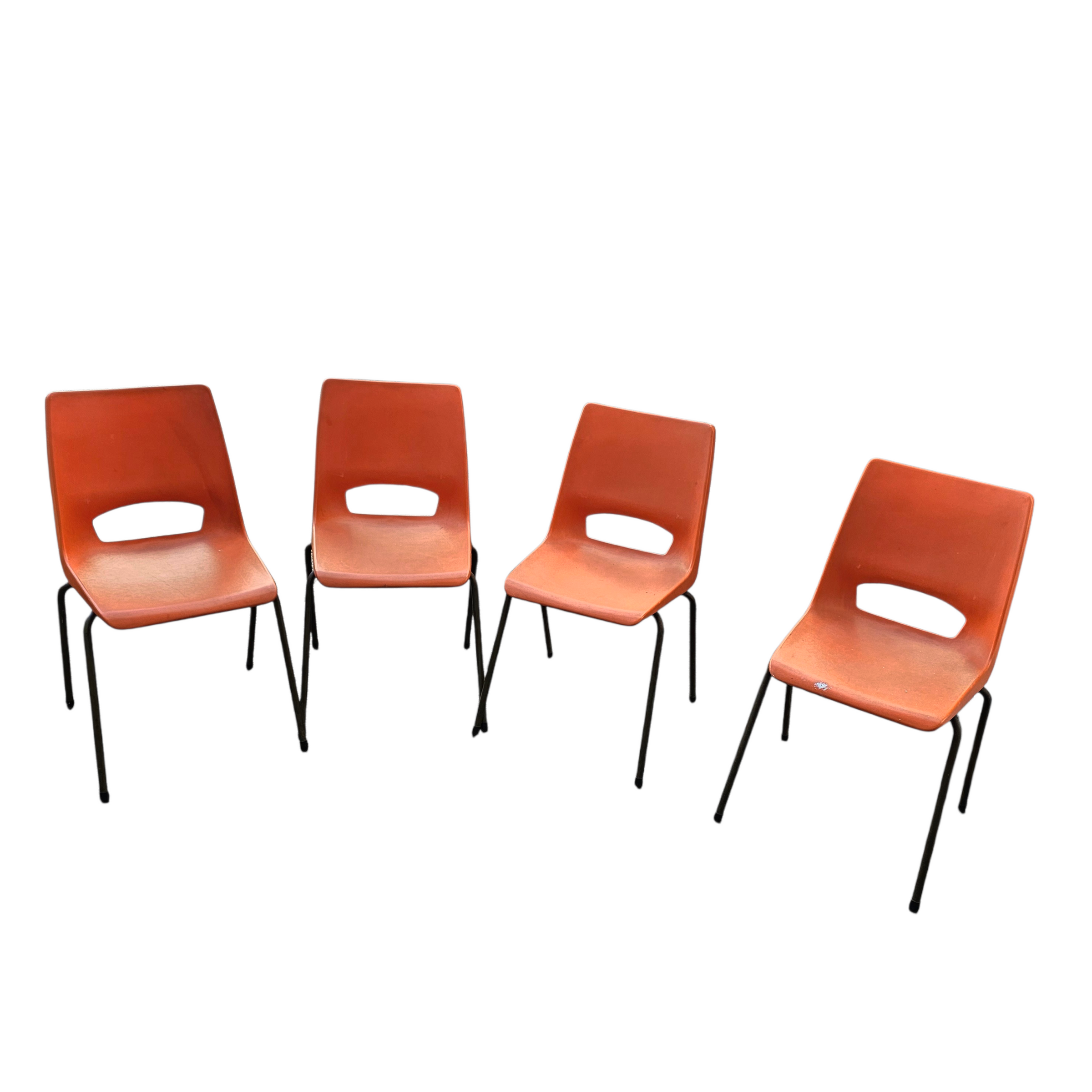 4 x Philippus Potter stacking chairs for Ahrend / Moulded seat / 1970s