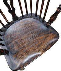 4 x Antique Windsor 2 Low / 2 high Spindle Back Arm Chair In Elm Wood / 19th Century