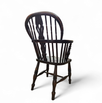 4 x Antique Windsor 2 Low / 2 high Spindle Back Arm Chair In Elm Wood / 19th Century