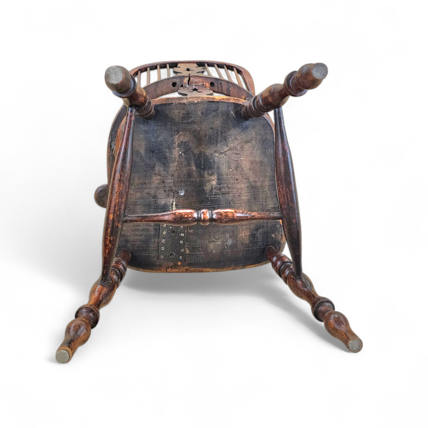Wide arm arch back antique Windsor chair / Ash Elm rustic farmhouse Yorkshire Windsor chair / 19th century