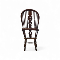 Wide arm arch back antique Windsor chair / Ash Elm rustic farmhouse Yorkshire Windsor chair / 19th century
