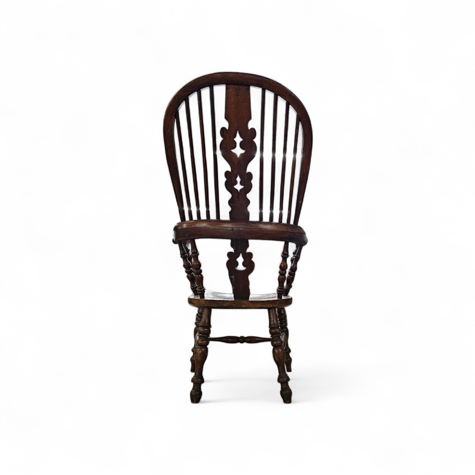 Wide arm arch back antique Windsor chair / Ash Elm rustic farmhouse Yorkshire Windsor chair / 19th century