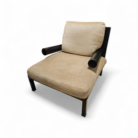 Armchair 'Baisity' by Antonio Citterio for B&B Italia with cushions linen / Frame covered in black leather