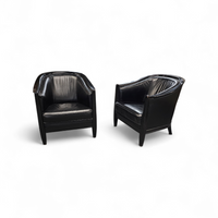 2 x black leather armchair 1980s / Art Deco style / good condition