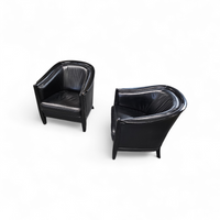2 x black leather armchair 1980s / Art Deco style / good condition