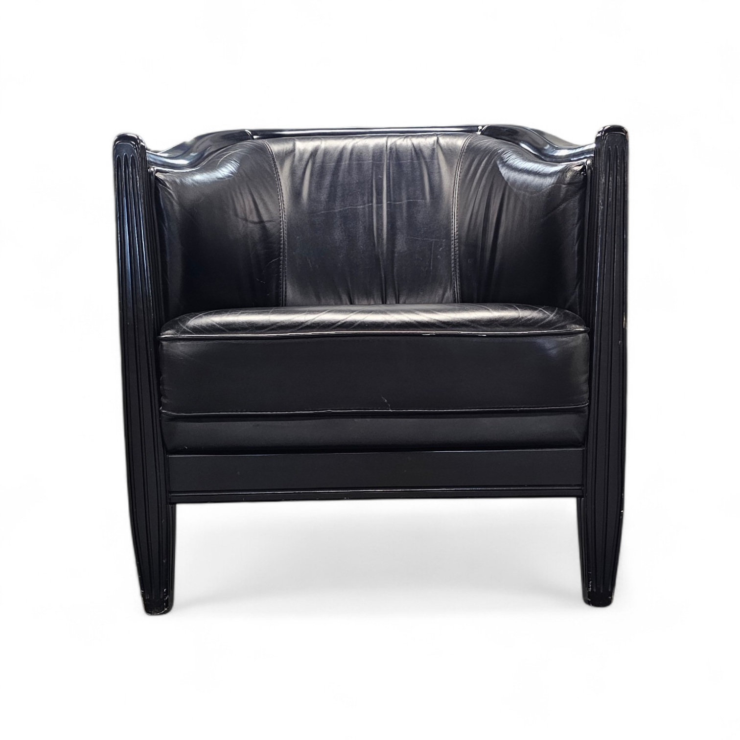 2 x black leather armchair 1980s / Art Deco style / good condition