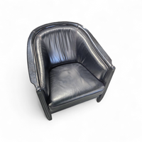 2 x black leather armchair 1980s / Art Deco style / good condition