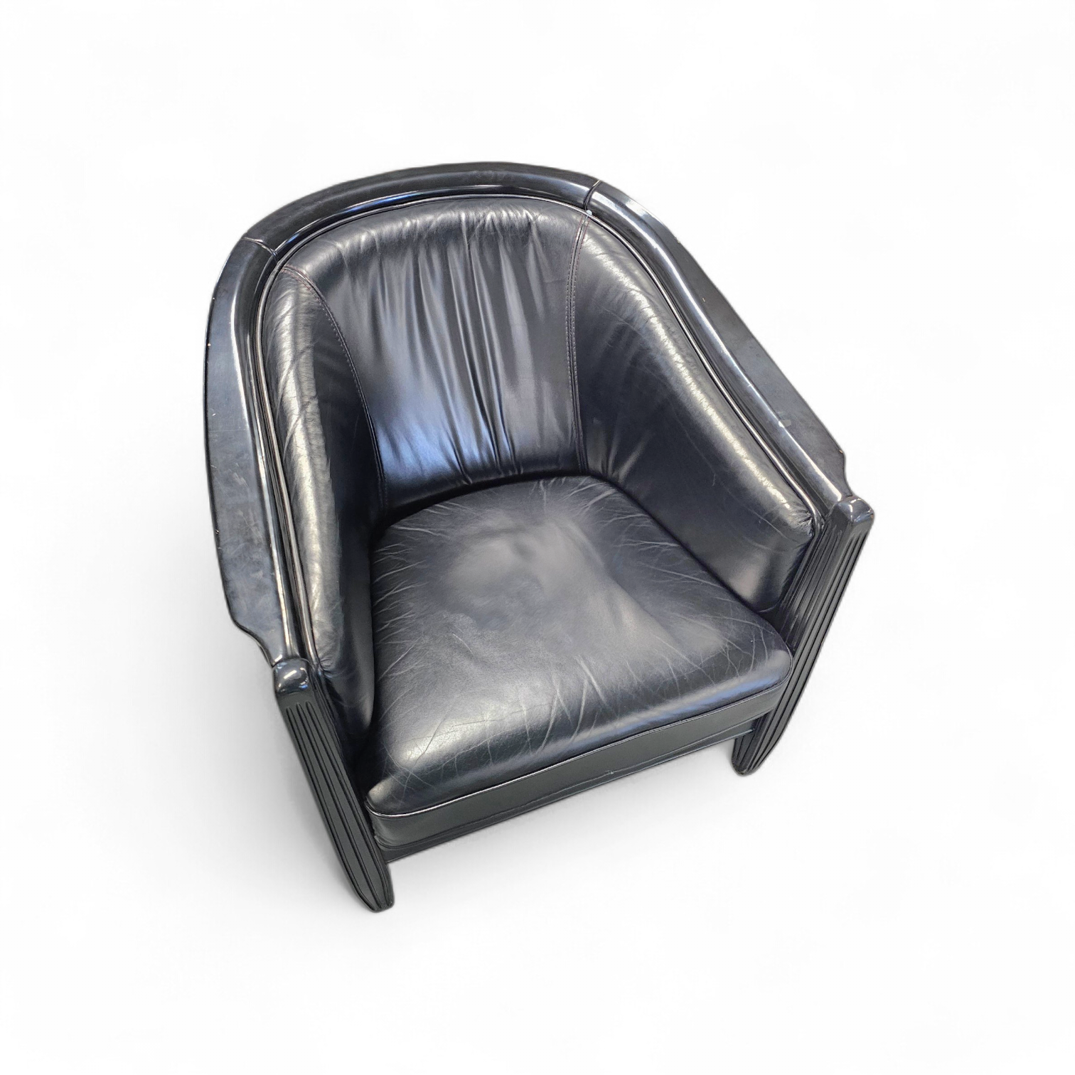 2 x black leather armchair 1980s / Art Deco style / good condition
