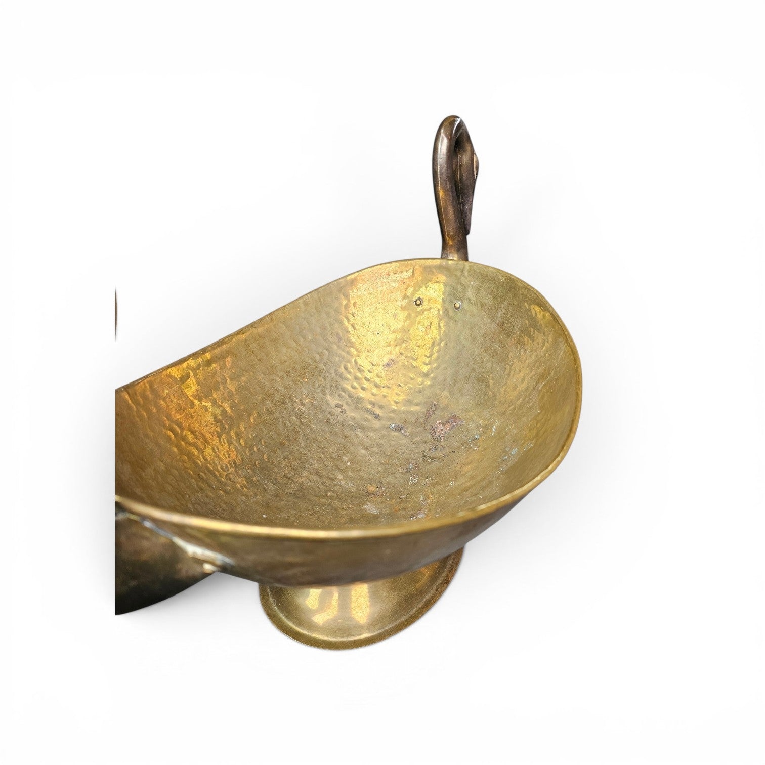 Oval Beaten Brass Dish with Swan handles