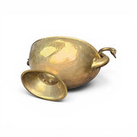Oval Beaten Brass Dish with Swan handles