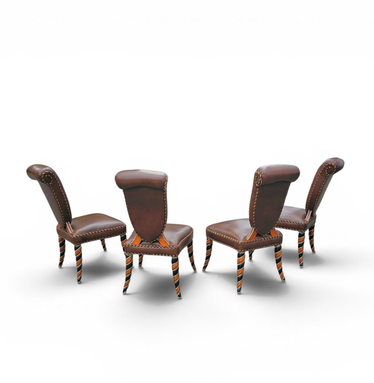4 x Never Seen Before leather Chair / 1980s