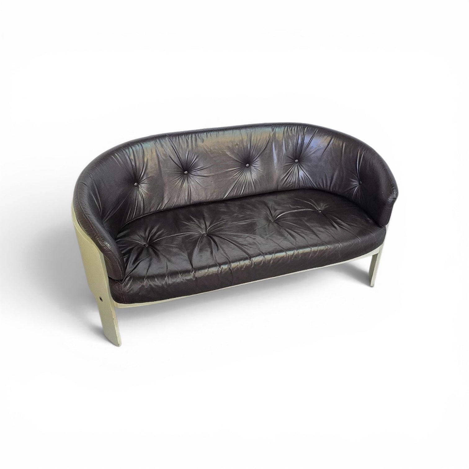 Bz49 sofa by Hans Ell for 't Spectrum / 1970 / dark brown leather