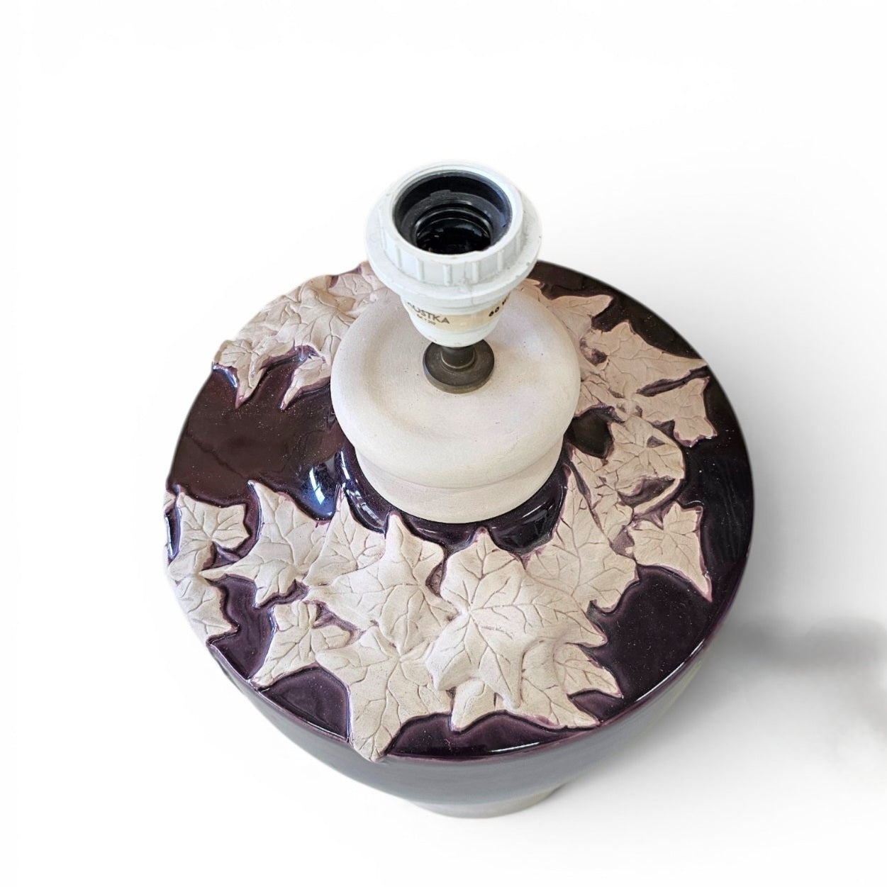 2 x large Kostka floral ceramic vase lamp / 1970s / France