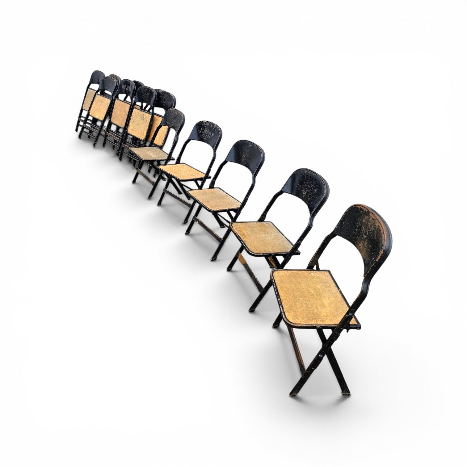 12 x Clarin Corporation folding chair / USA 1920s