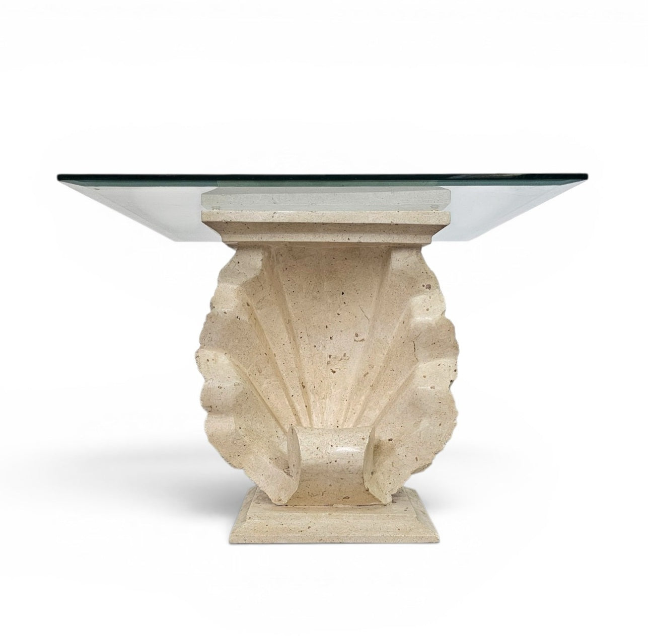 Magnussen Ponte mactan shell-shaped console or table base with original glass top