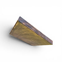Vintage mirror features a cool combination of a leather covered frame and studs