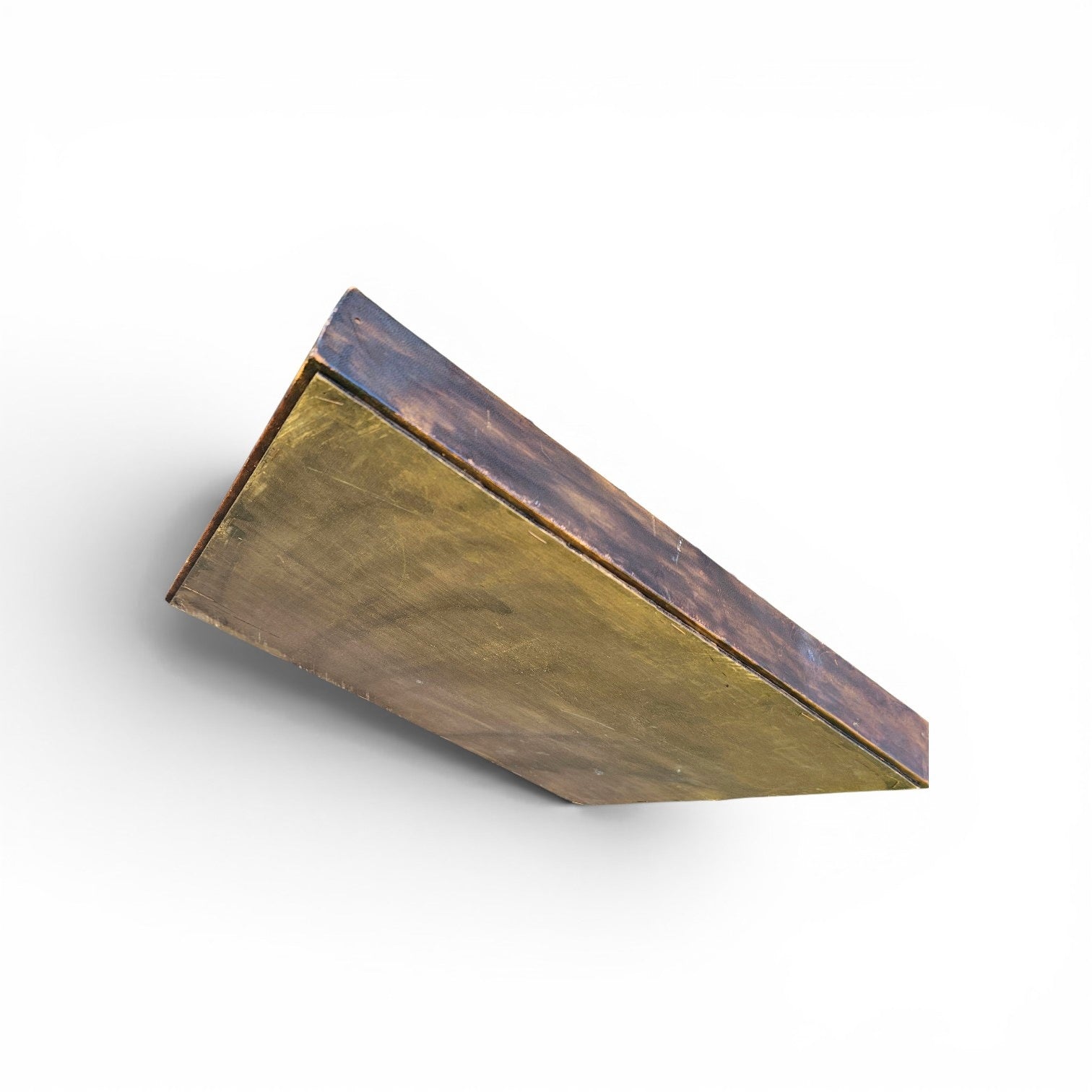Vintage mirror features a cool combination of a leather covered frame and studs