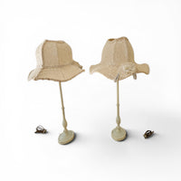 2 x Baroque lamp with unique hat-like shape and is crafted from lace / adorned with a large flower