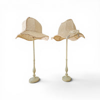 2 x Baroque lamp with unique hat-like shape and is crafted from lace / adorned with a large flower